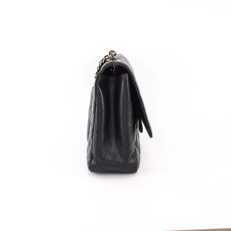 Single Flap Jumbo caviar leather black with ghw