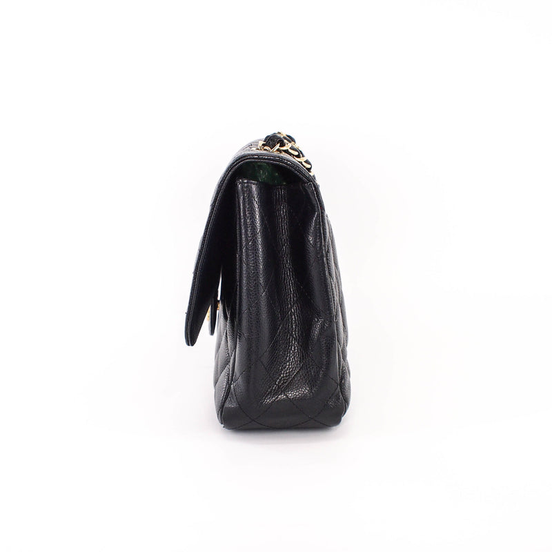 Single Flap Jumbo caviar leather black with ghw