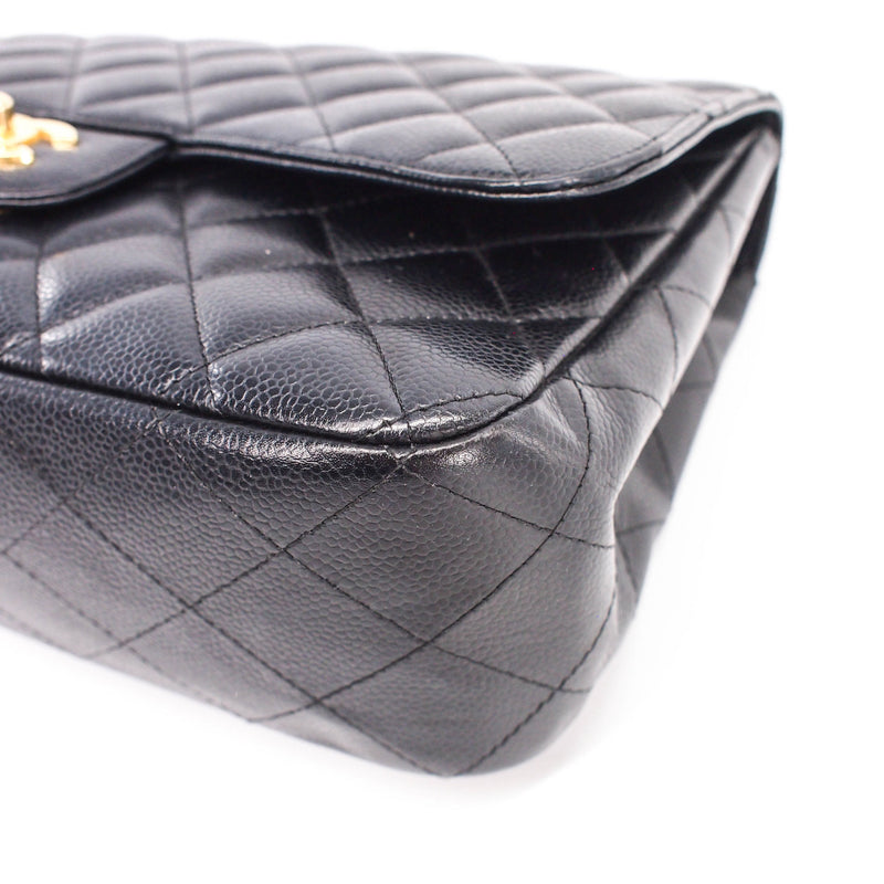 Single Flap Jumbo caviar leather black with ghw