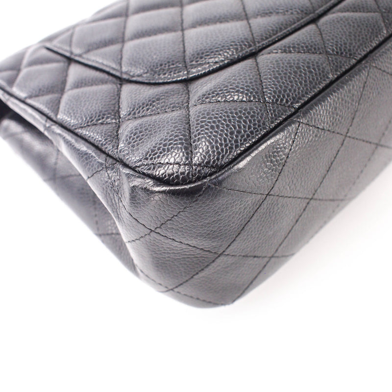 Single Flap Jumbo caviar leather black with ghw