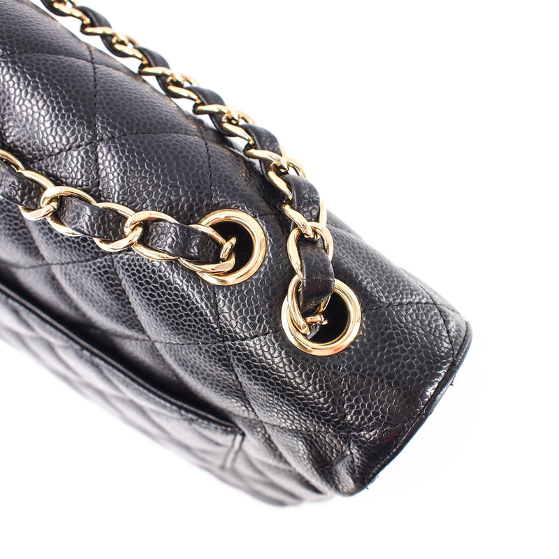 Single Flap Jumbo caviar leather black with ghw