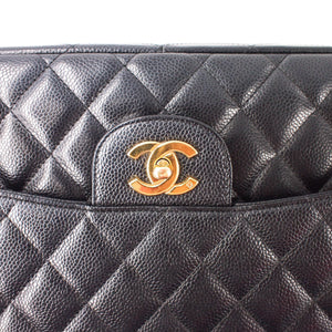 Single Flap Jumbo caviar leather black with ghw