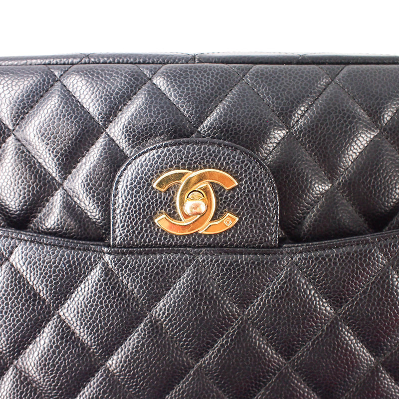 Single Flap Jumbo caviar leather black with ghw