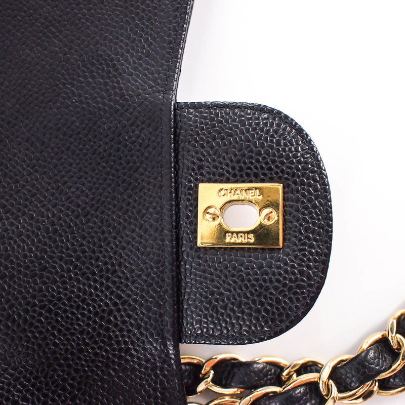 Single Flap Jumbo caviar leather black with ghw