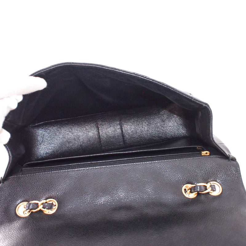 Single Flap Jumbo caviar leather black with ghw