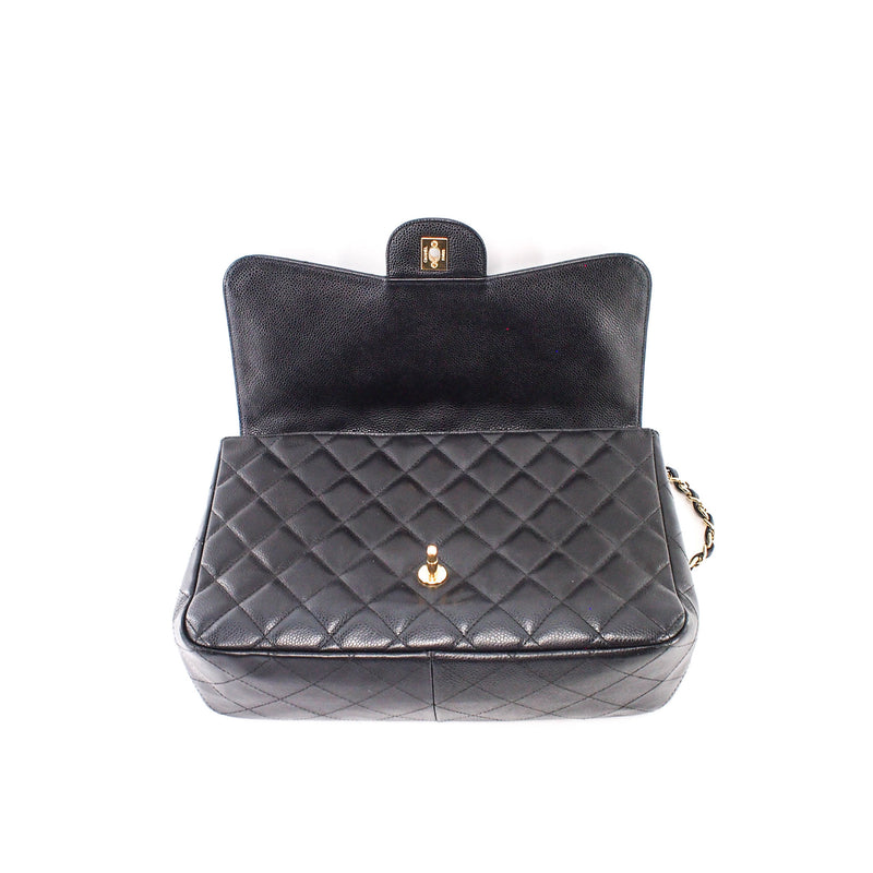 Single Flap Jumbo caviar leather black with ghw