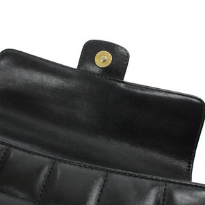 Small Chocolate Bar Flap Lambskin Black GHW