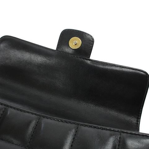 Small Chocolate Bar Flap Lambskin Black GHW