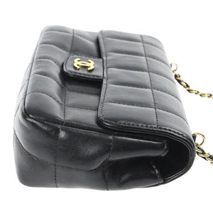 Small Chocolate Bar Flap Lambskin Black GHW