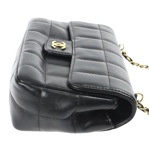 Small Chocolate Bar Flap Lambskin Black GHW