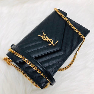 Grain de Poudre Envelope Wallet on Chain in Black