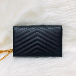 Grain de Poudre Envelope Wallet on Chain in Black