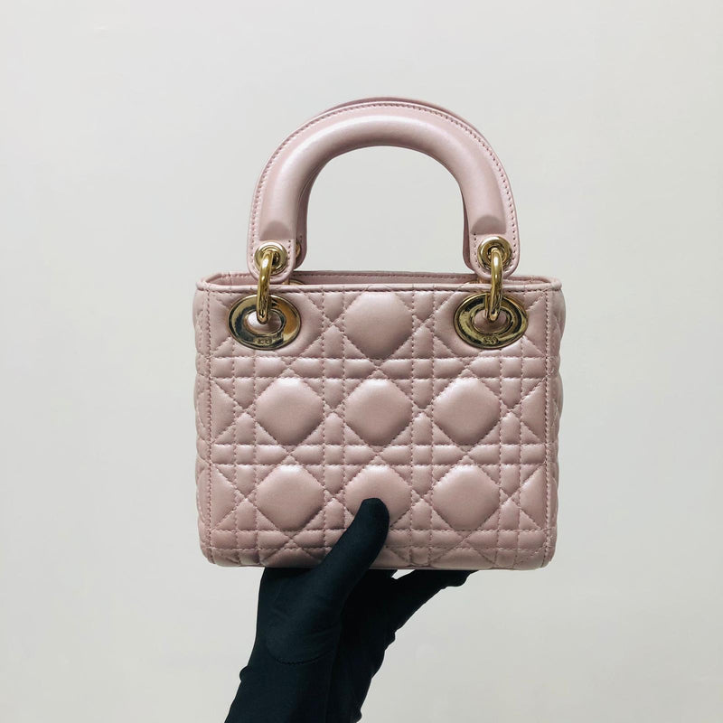 Mini Lady Dior Bag In Baby Pearly Pink with Light Gold Hardware