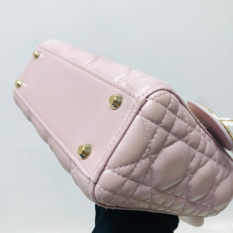 Mini Lady Dior Bag In Baby Pearly Pink with Light Gold Hardware