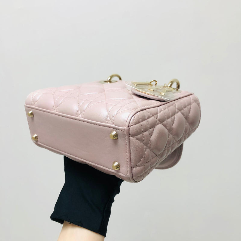 Mini Lady Dior Bag In Baby Pearly Pink with Light Gold Hardware