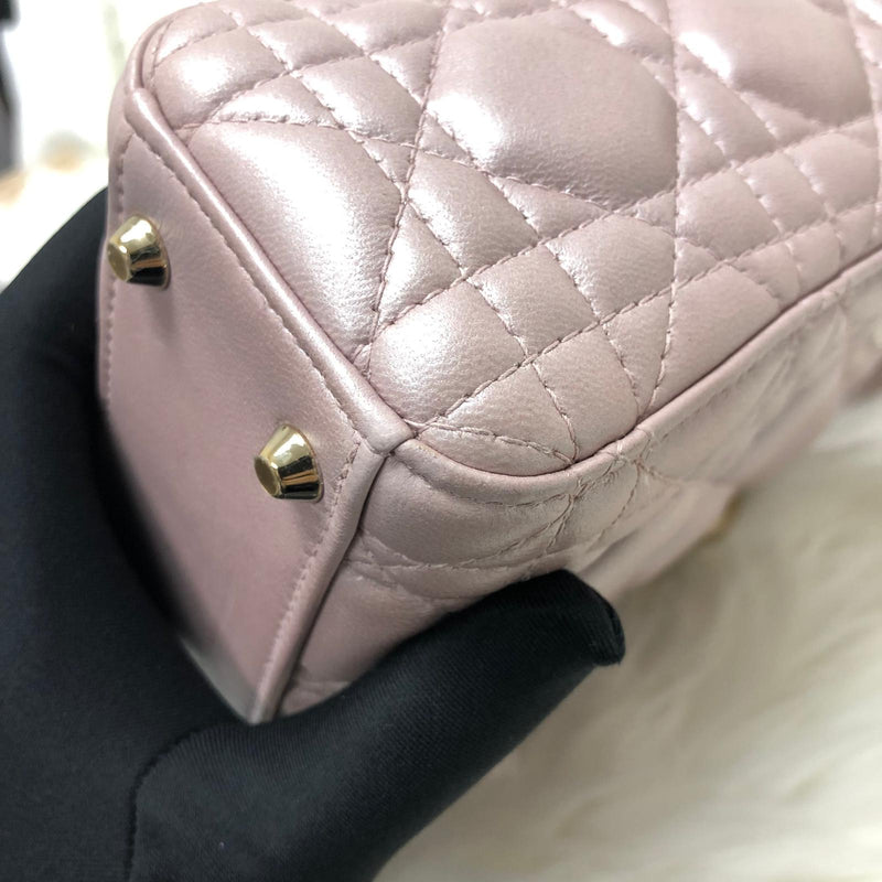 Mini Lady Dior Bag In Baby Pearly Pink with Light Gold Hardware