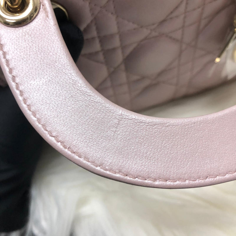 Mini Lady Dior Bag In Baby Pearly Pink with Light Gold Hardware