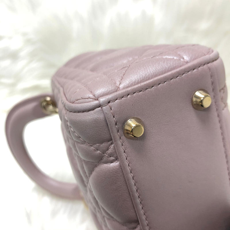 Mini Lady Dior Bag In Baby Pearly Pink with Light Gold Hardware