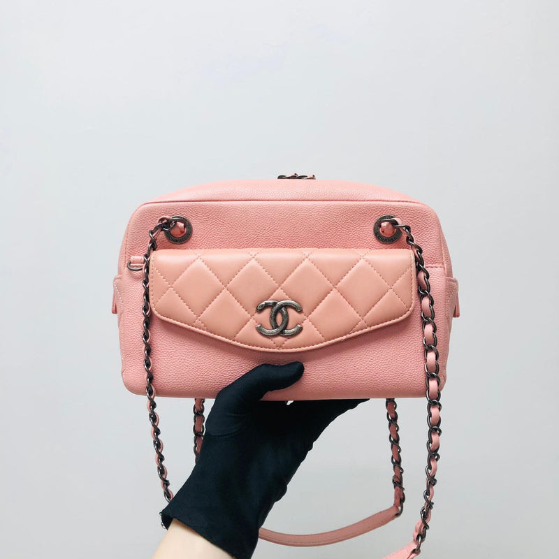 Pink Caviar and Quilted Lambskin Leather Coco Break Camera Bag