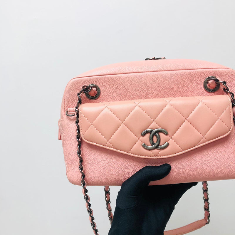 Pink Caviar and Quilted Lambskin Leather Coco Break Camera Bag