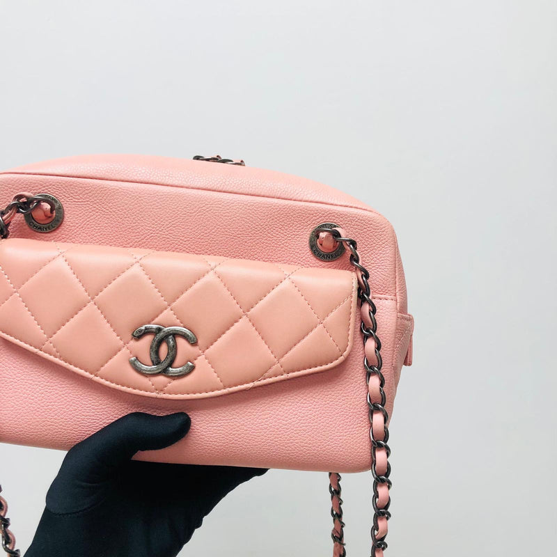 Pink Caviar and Quilted Lambskin Leather Coco Break Camera Bag