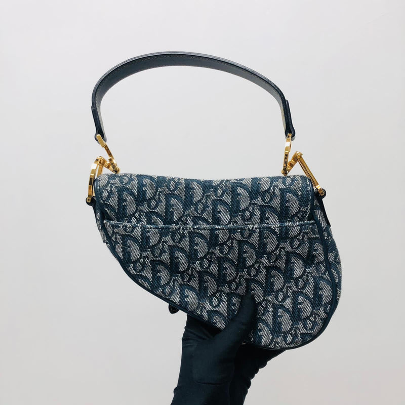 Small Oblique Saddle Bag Blue