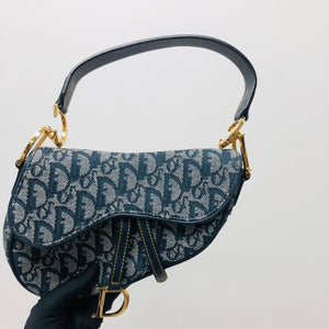Small Oblique Saddle Bag Blue