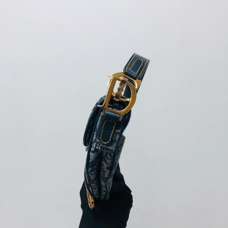 Small Oblique Saddle Bag Blue