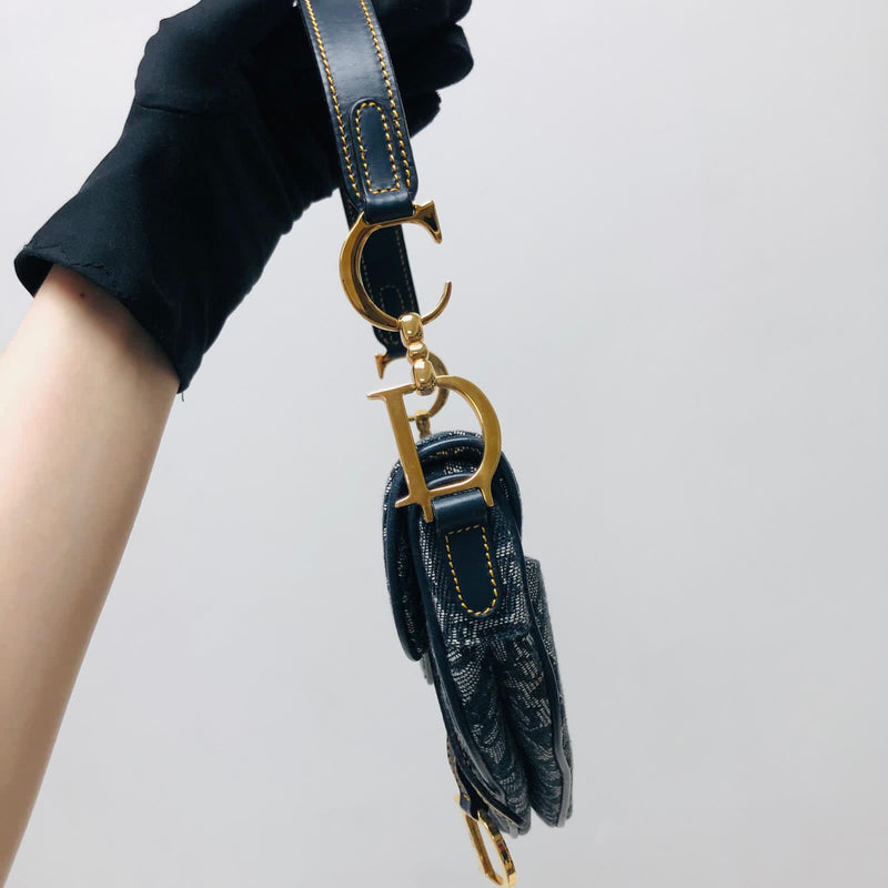 Small Oblique Saddle Bag Blue