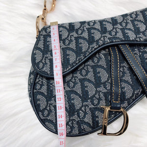Small Oblique Saddle Bag Blue