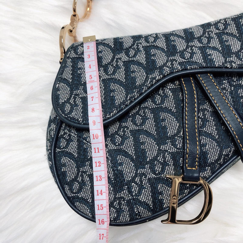 Small Oblique Saddle Bag Blue