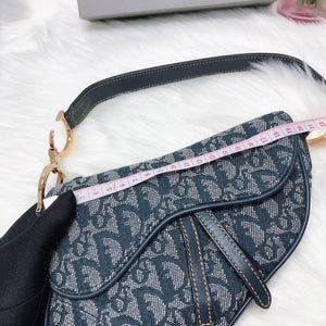 Small Oblique Saddle Bag Blue