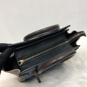 Tri-Coloured Nano Luggage Tote in Cobalt/Black/Tan