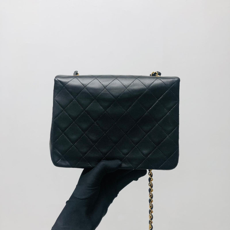 Chanel Vintage mini full flap bag black lambskin