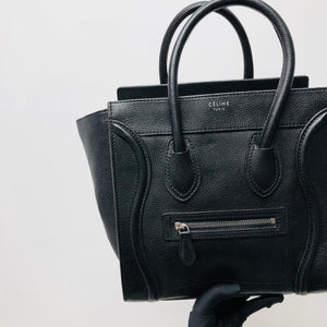 Mini Luggage in Black Leather with Silver Hardware