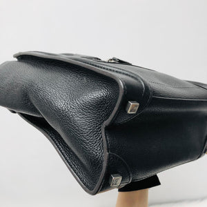 Mini Luggage in Black Leather with Silver Hardware