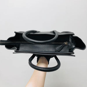 Mini Luggage in Black Leather with Silver Hardware