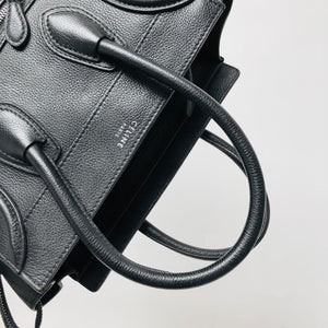 Mini Luggage in Black Leather with Silver Hardware