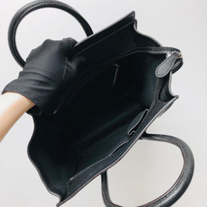 Mini Luggage in Black Leather with Silver Hardware