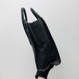Mini Luggage in Black Leather with Silver Hardware