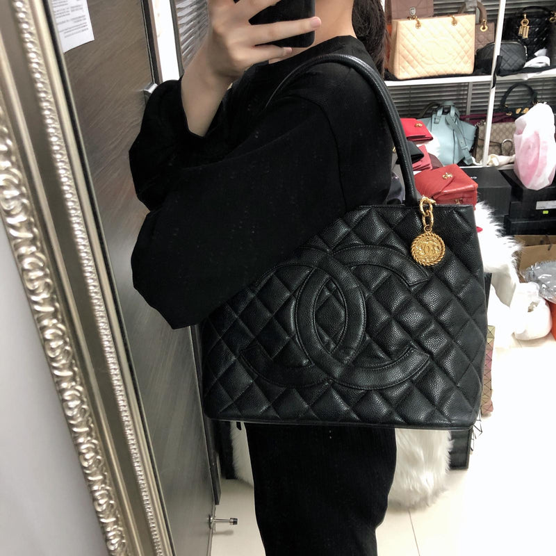 Chanel Quilted Caviar Medallion Tote Bag