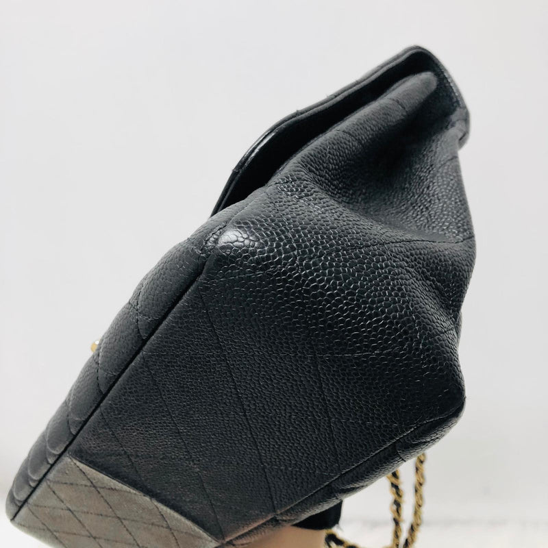 Classic Single Flap Jumbo Bag in Black Caviar with GHW