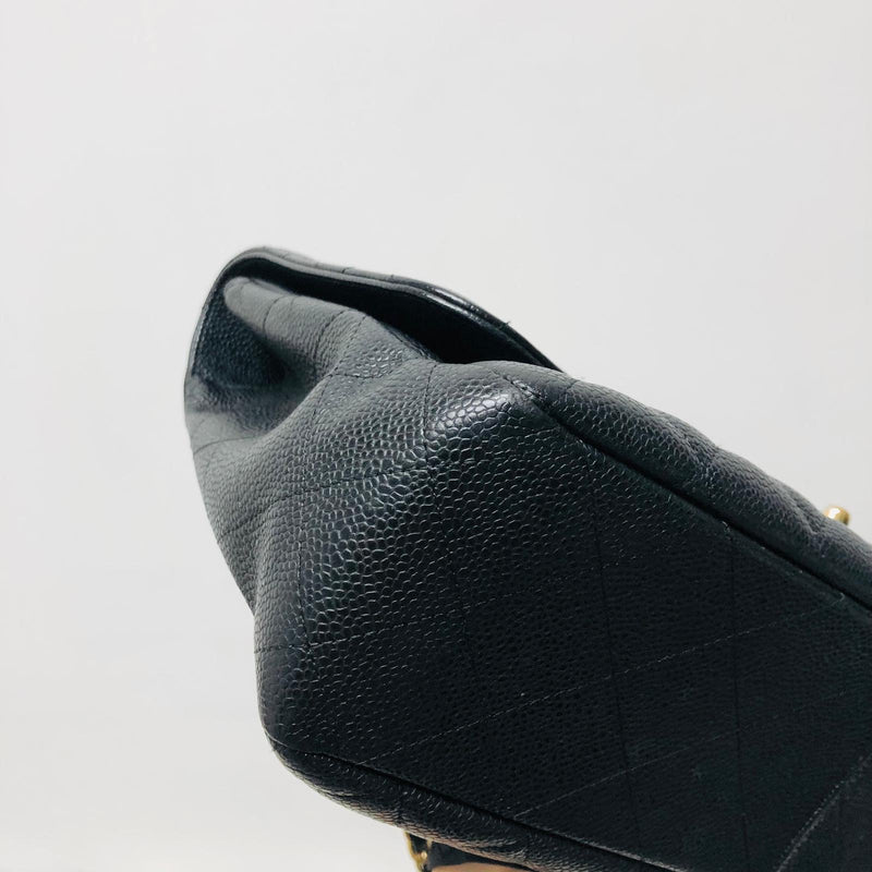 Classic Single Flap Jumbo Bag in Black Caviar with GHW