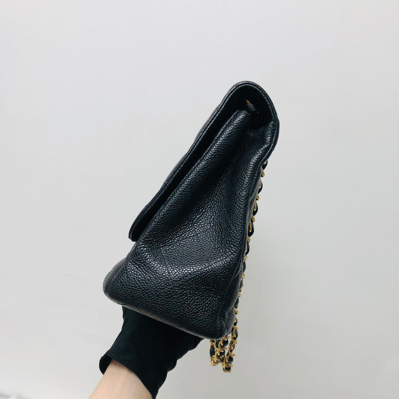 Classic Single Flap Jumbo Bag in Black Caviar with GHW