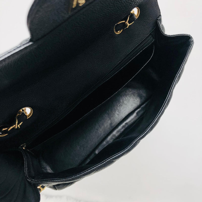 Classic Single Flap Jumbo Bag in Black Caviar with GHW