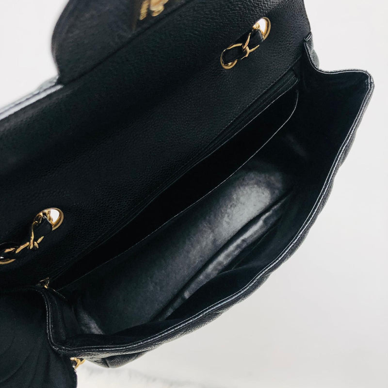 Classic Single Flap Jumbo Bag in Black Caviar with GHW