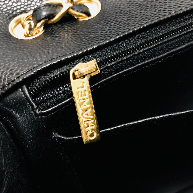 Classic Single Flap Jumbo Bag in Black Caviar with GHW
