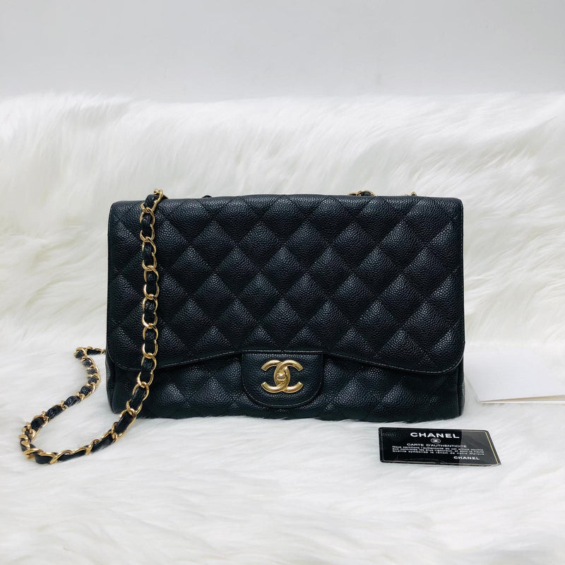Pristine Chanel Black Caviar Jumbo Classic Single Flap Bag SHW – Boutique  Patina