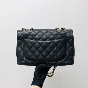 Classic Single Flap Jumbo Bag in Black Caviar with GHW