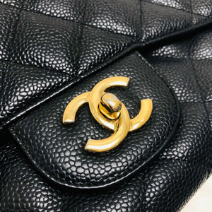 Classic Single Flap Jumbo Bag in Black Caviar with GHW